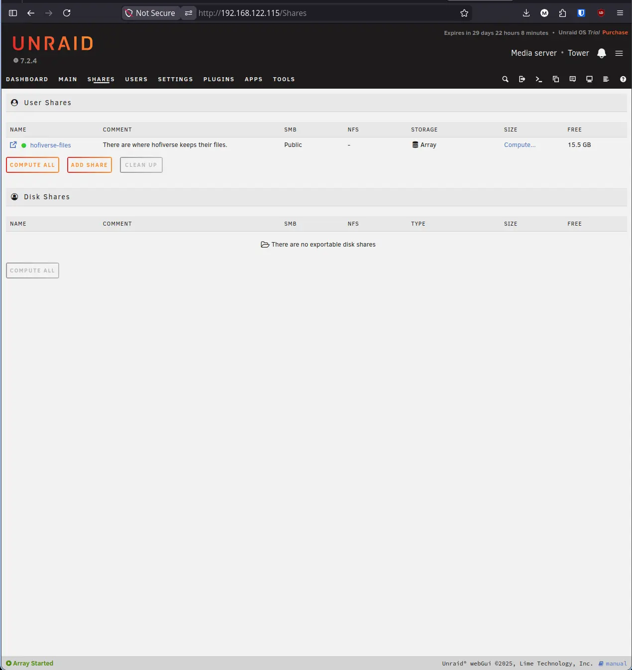 Unraid Shares Complete