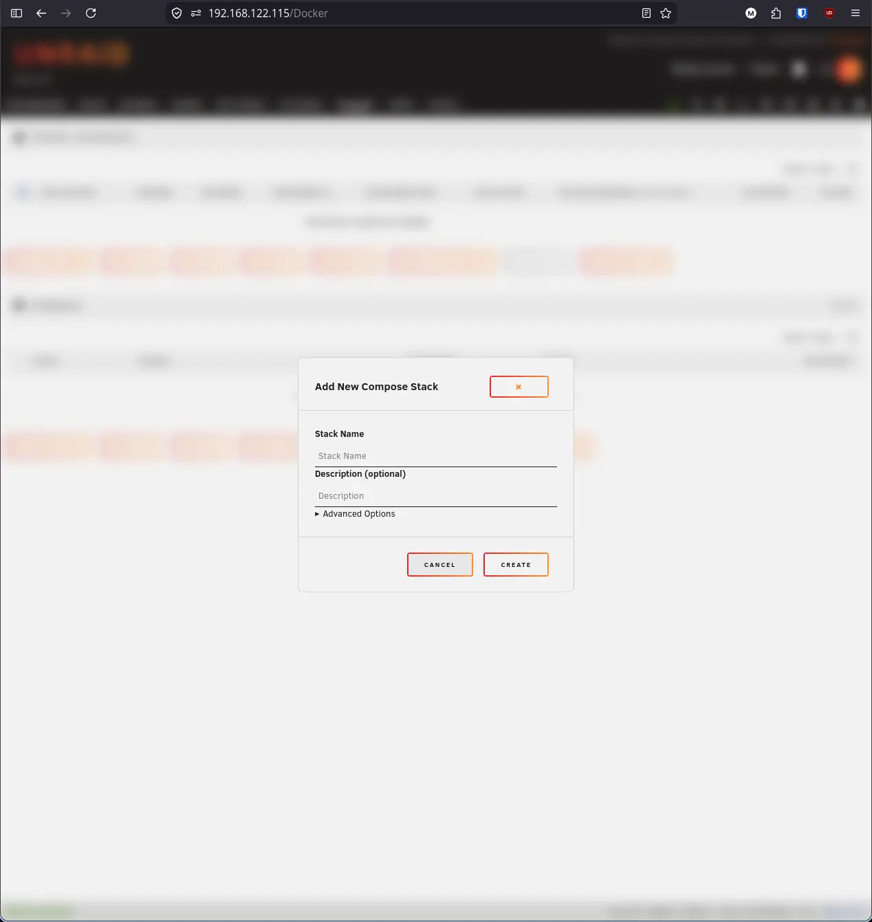 Add New Compose Stack dialog