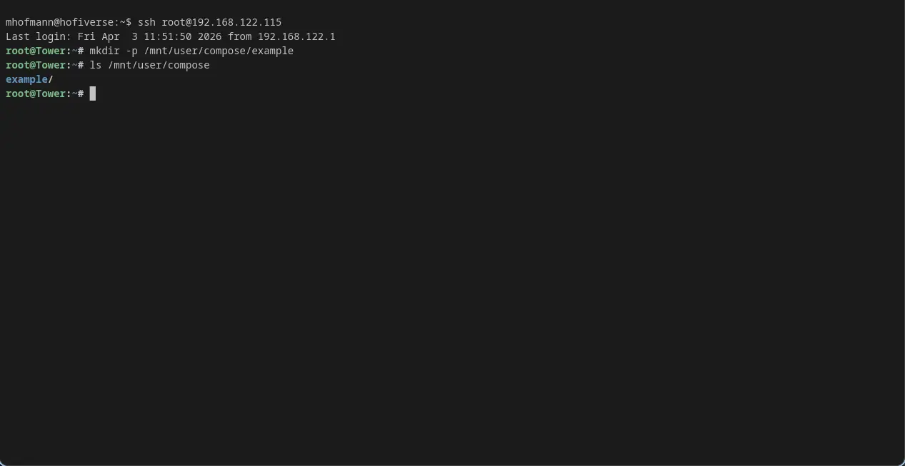 Terminal showing mkdir and ls output