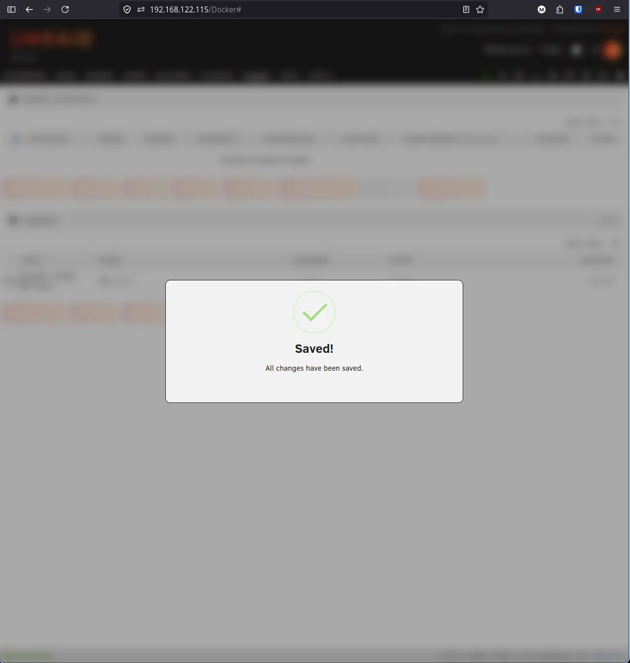 Saved confirmation dialog