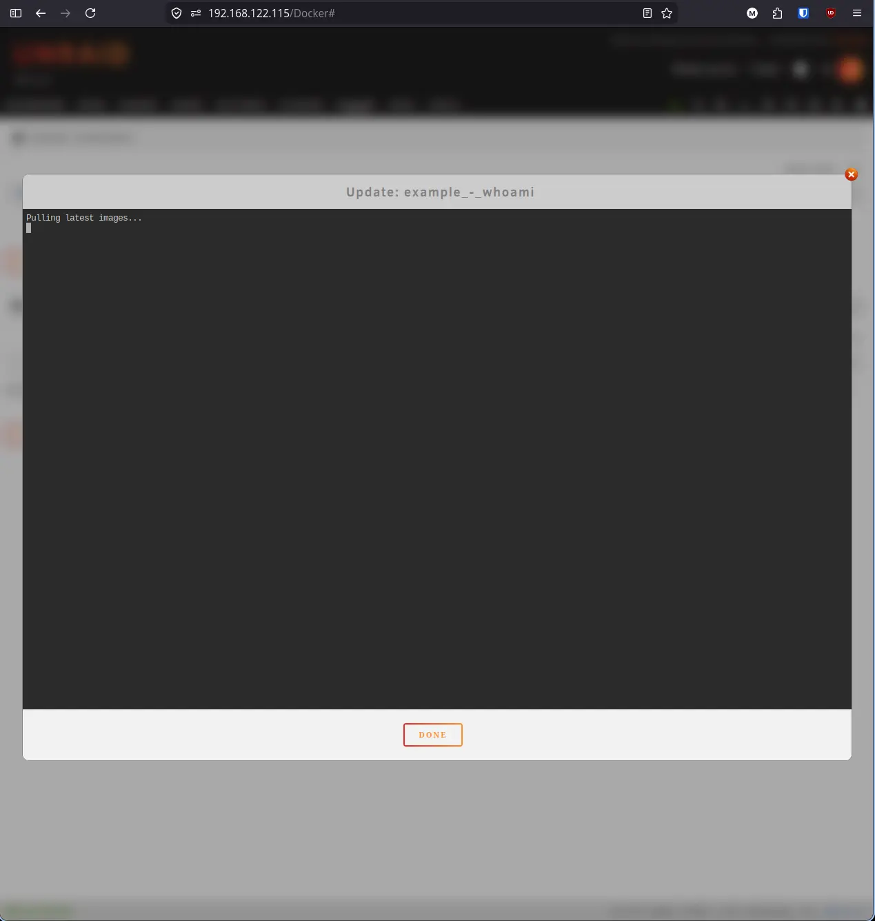 Update progress showing image pulling