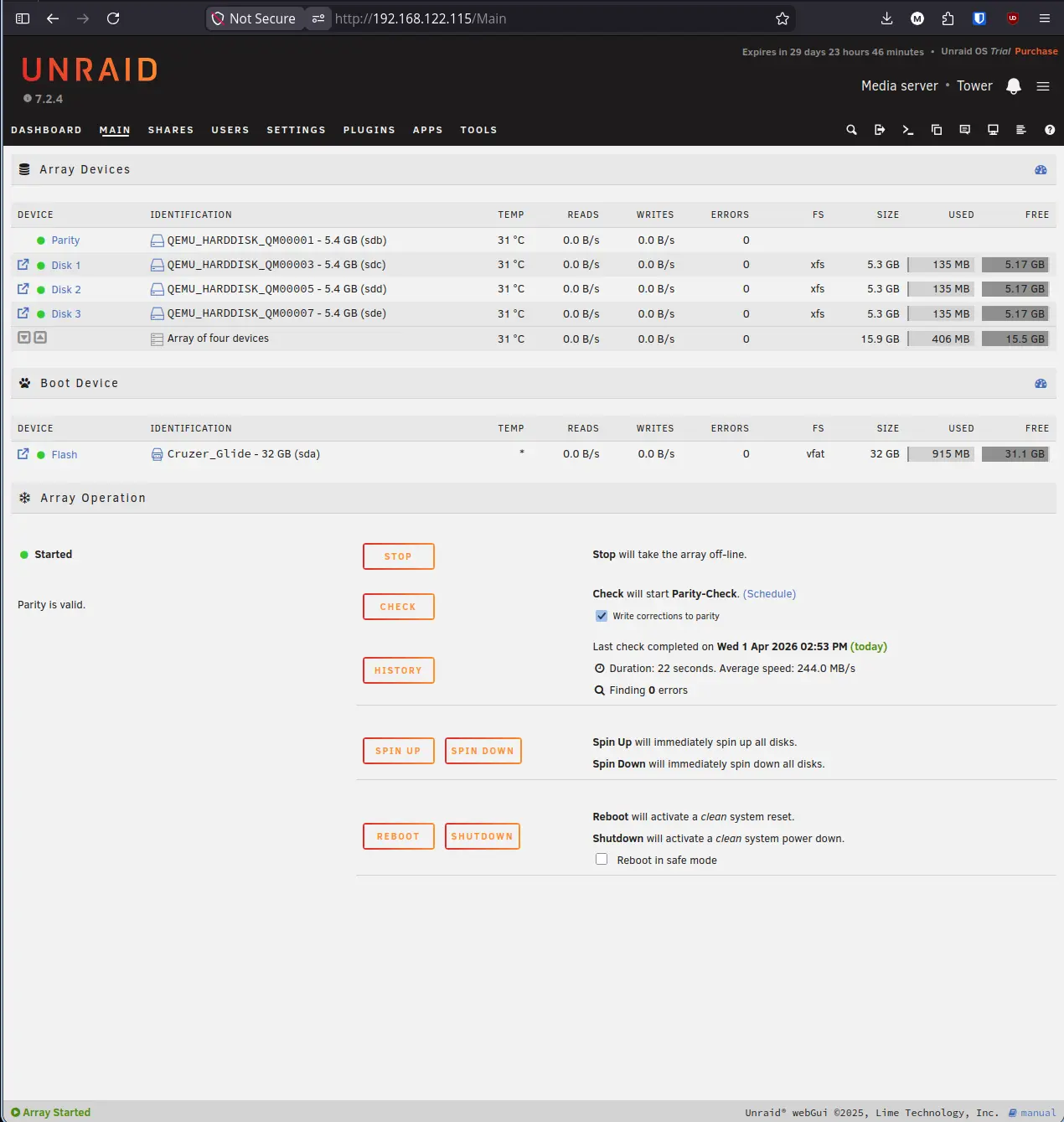 Unraid Array Started Healthy