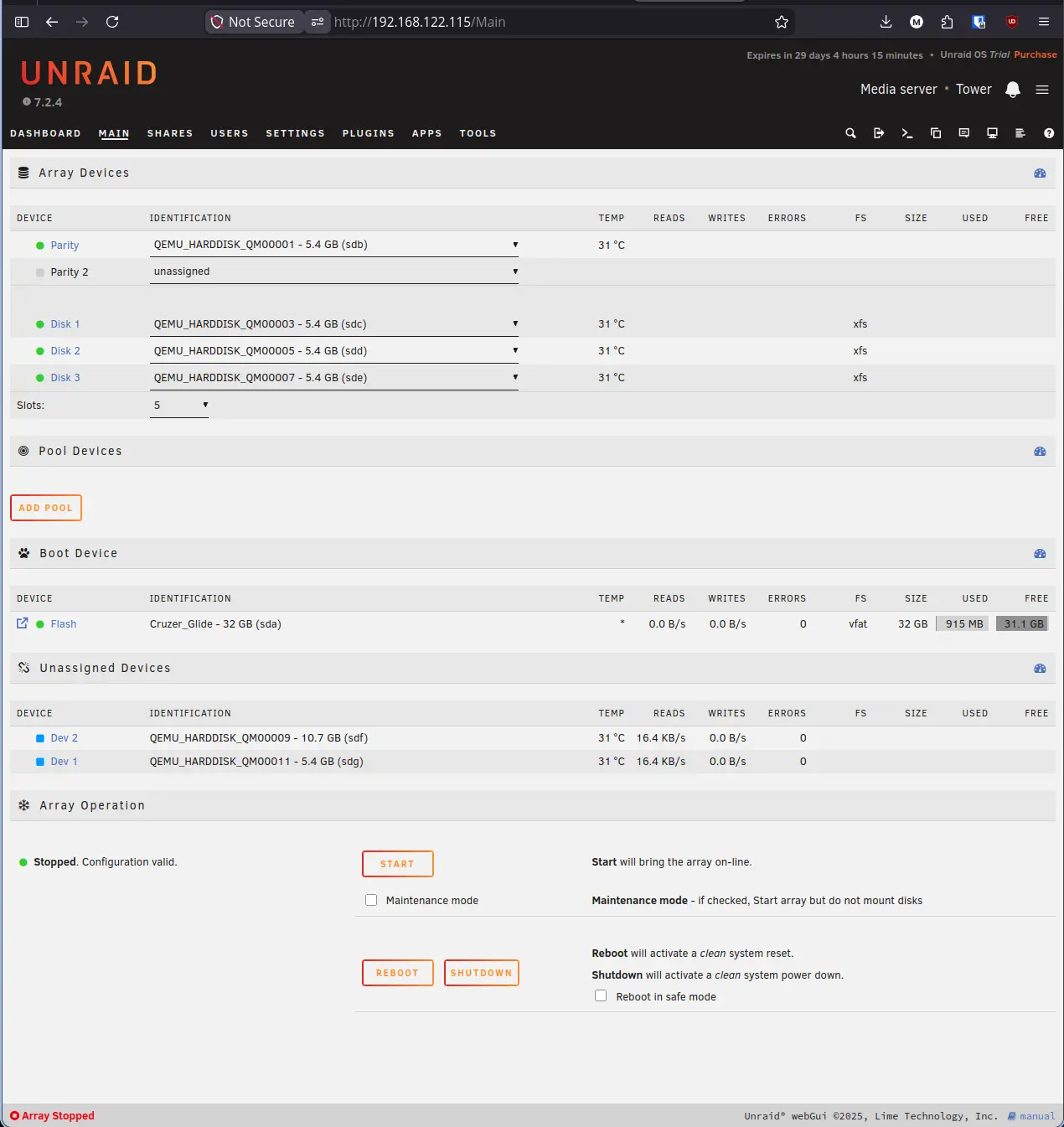 Unraid Array Stopped with Parity Dropdown