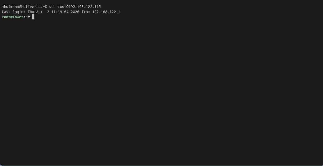 Unraid SSH Connected