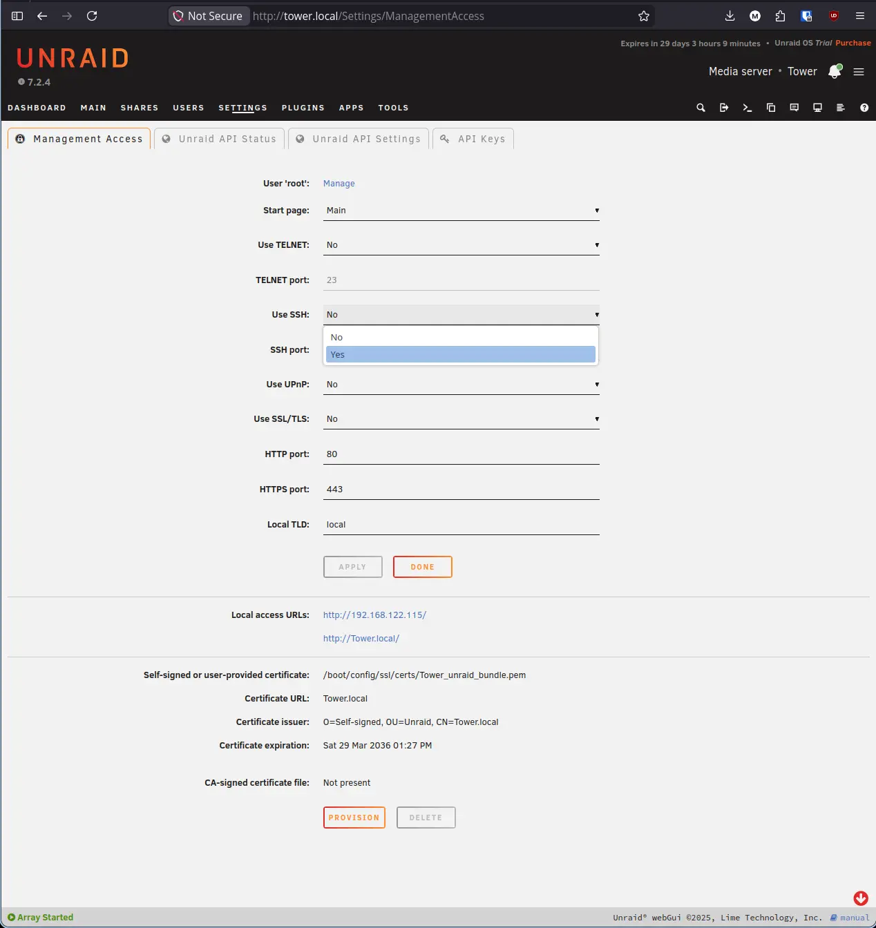 Unraid SSH Dropdown