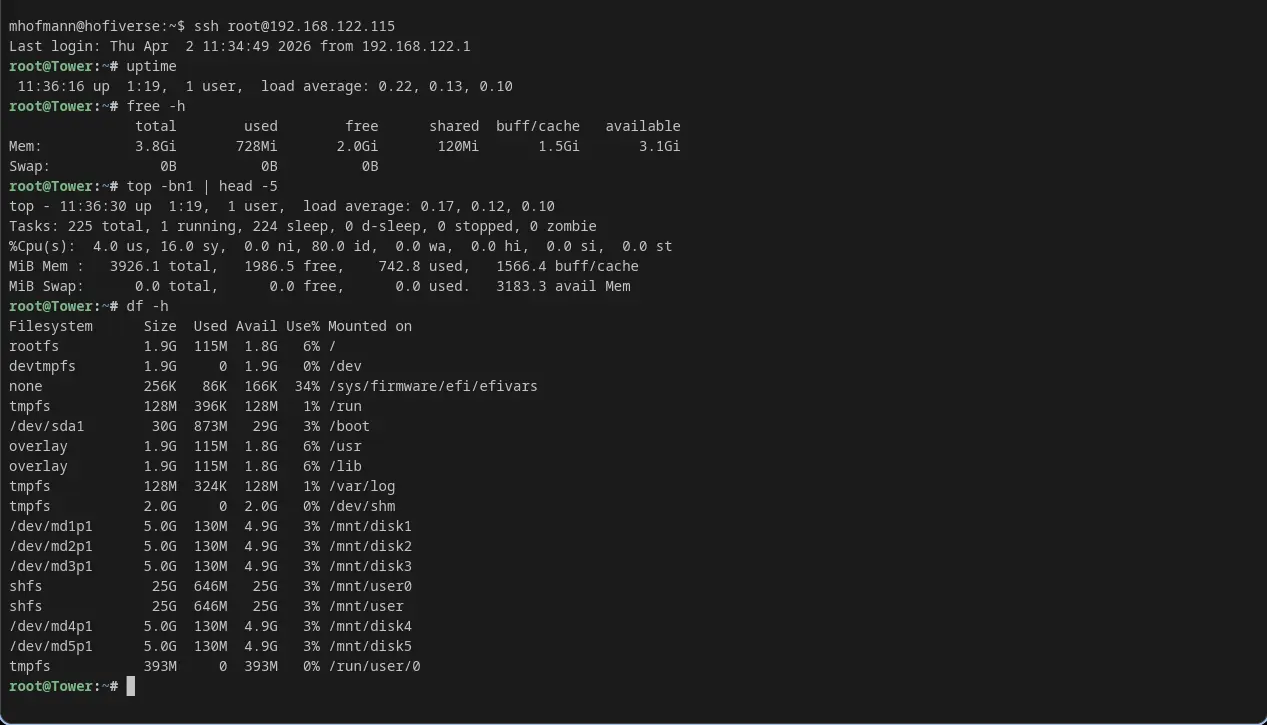 Unraid SSH Management Commands